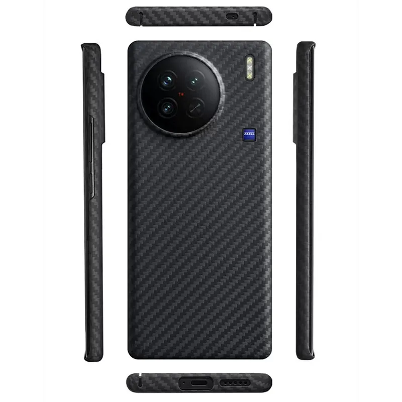 Pure Carbon Fiber Case For Vivo X90 Pro Plus Lens Protecor Phone Case Aramid Fiber Cover Business For Vivo X90 Phone Accessory