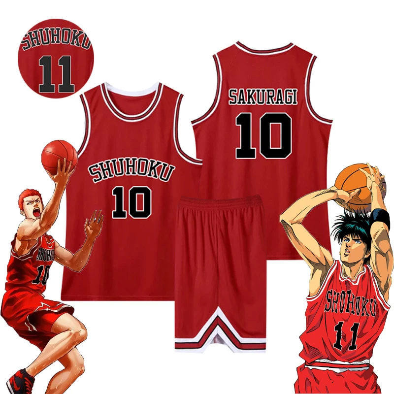 

Anime Sakuragi Hanamichi Dunk Jersey Shohoku School Basketball Team Uniform Sportswear Kaede Rukawa