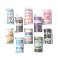 5rolls 15mm grid stripes flower washi tape set diy decorative tape scrapbooking material stickers for japanese stationery