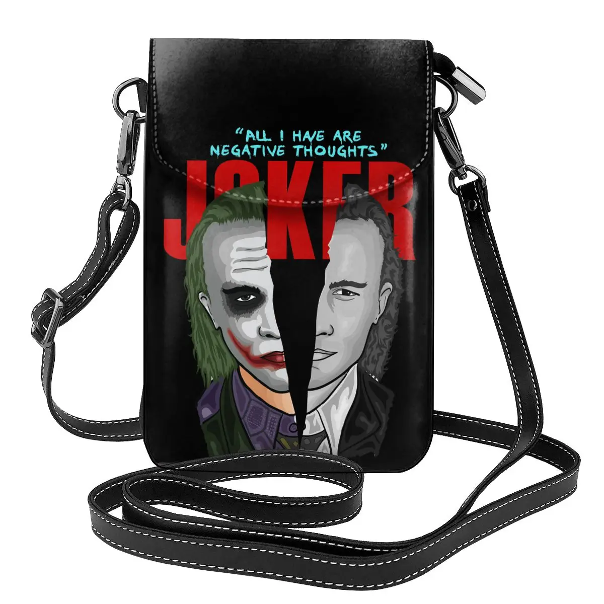 

Split Clown Shoulder Bag All Negative Thoughts Funny Leather Streetwear Women Bags Female Gifts Purse