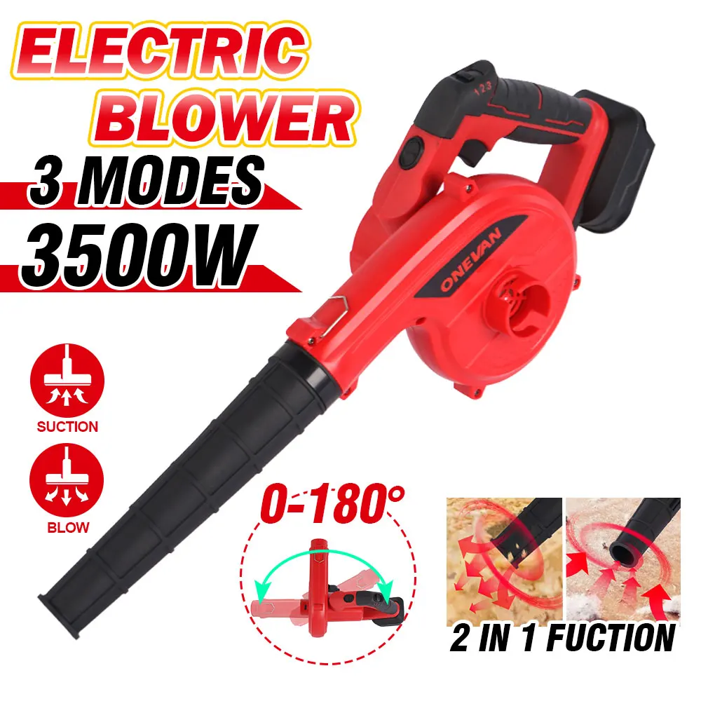 

ONEVAN 2In1 3500W Cordless Electric Air Blower 36000RPM Wireless blower Leaf Garden Sweeper Tools For Makita 18V Battery