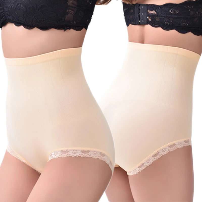 

Women Postpartum High-waisted Seamless Shaper Panties Sexy Lace Tummy Tucks Control Hip Lift Briefs Underpants Solid Underwear