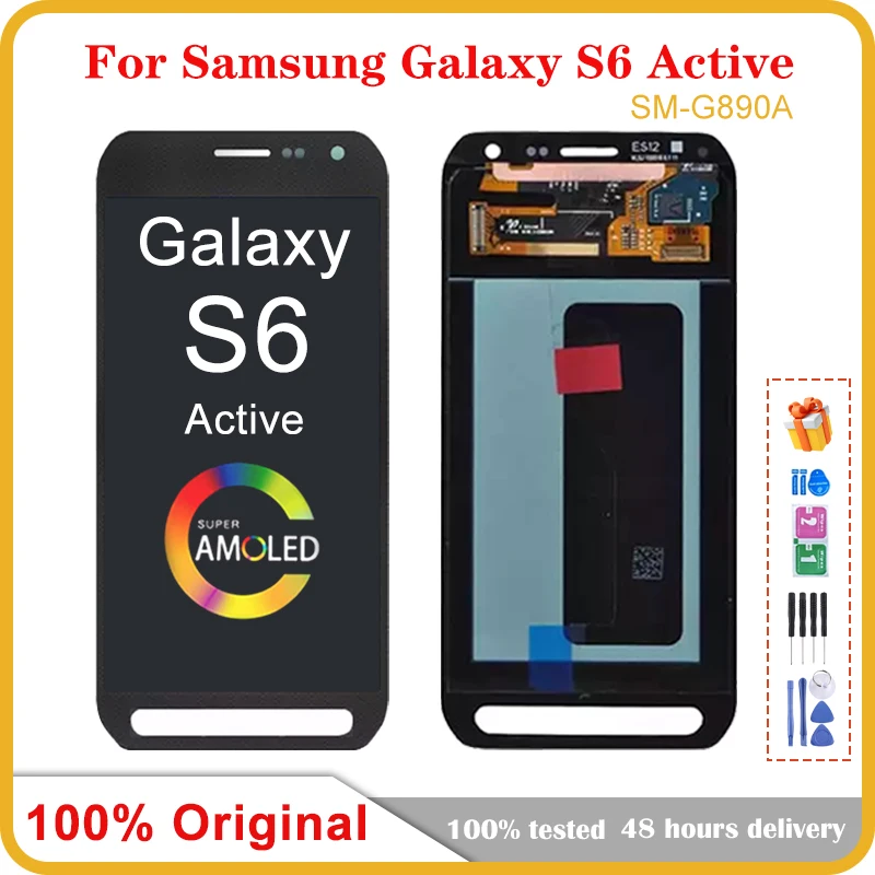 100% Оригинальный ЖК-дисплей с сенсорным экраном и дигитайзером в сборе для Samsung Galaxy S6 Active G890 G890A