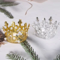pearl crystal crown mini crown crystal parel topper tiara haar sieraden ornament prinses bruiloft verjaardag bakken taart