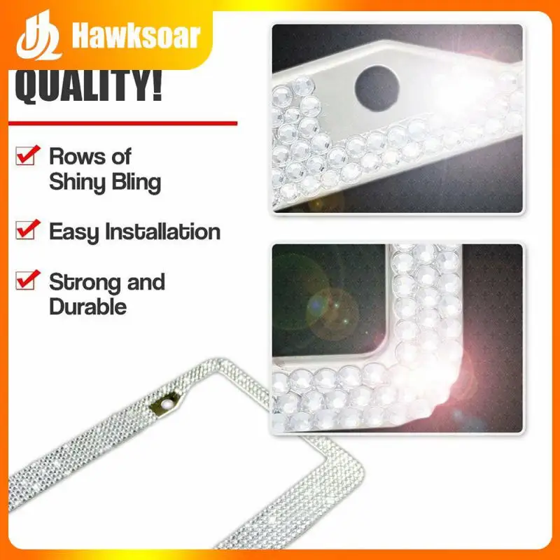 

Silver Diamond Car License Plate Frame Silver Diamond Bling Glitter Crystal Rhinestone Car License Plate Frame Cover Durable