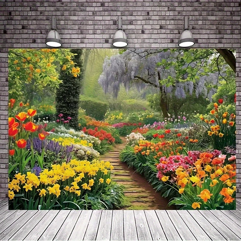 Тюльпаны цветущие в джунглях Сад Фон детская Весенняя уличная художественная