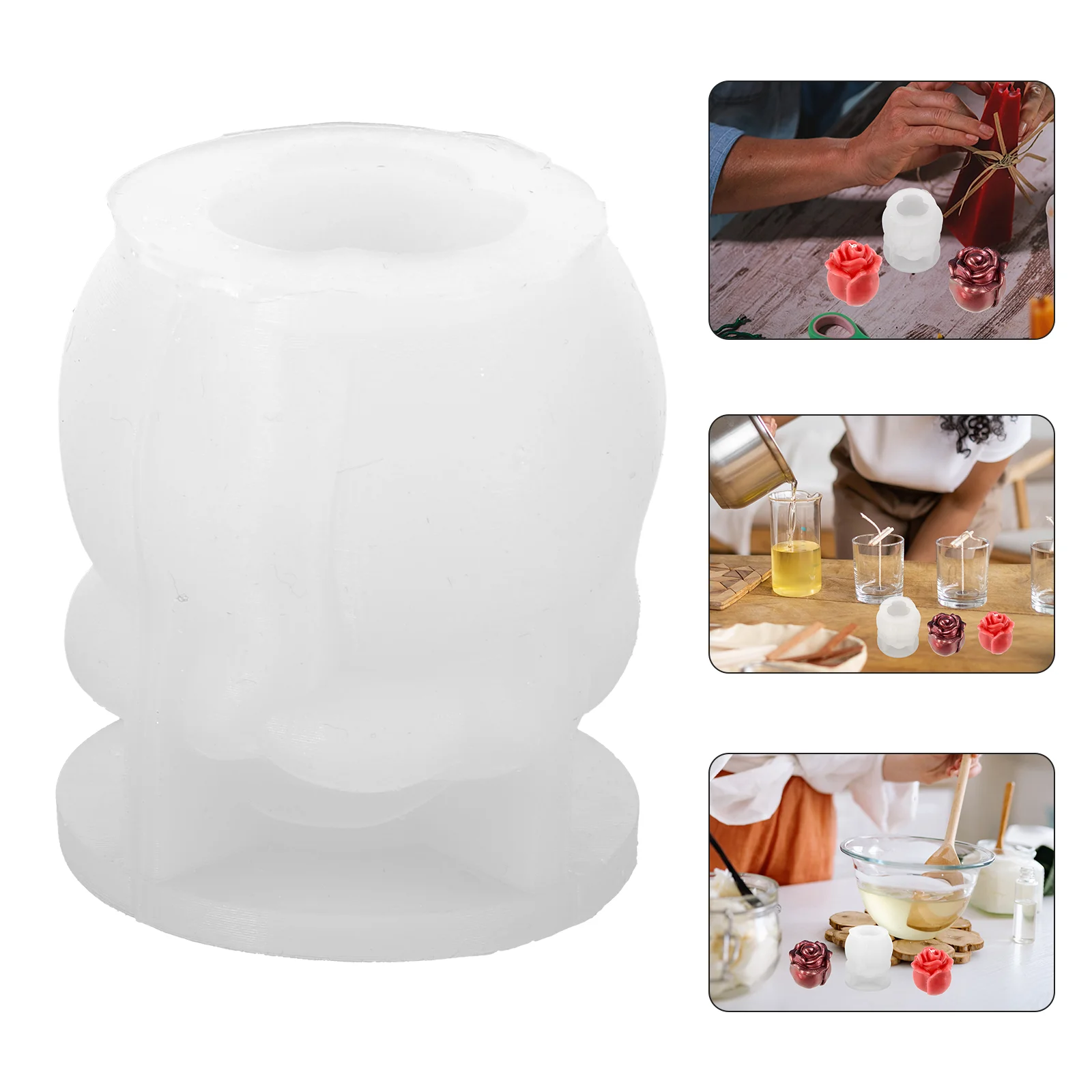 

Molds Holder Silicone Mould Rose Tealight Stick Resin Flower Making Concrete