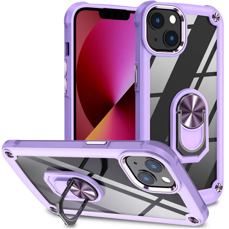 

Clear Shockproof Armor Phone Case For iPhone 13 11 12 14 Pro Max XS Max 14 Plus XR X Stand Transparent Hard PC Bumper Back Cover