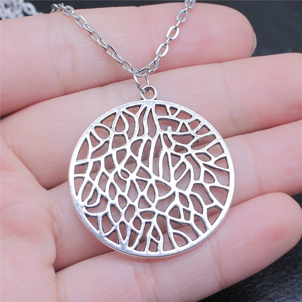 Прямая поставка, ожерелье с подвеской в виде цветка под старину Серебро 35x38 мм для женщин