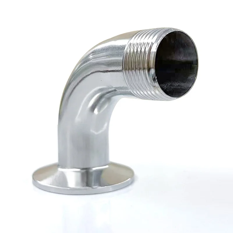 

DN15-DN50 BSPT External Thread Fittings 90 Degrees Elbow 304 Stainless Steel Sanitary Fittings Three Clip 50.5mm Ring