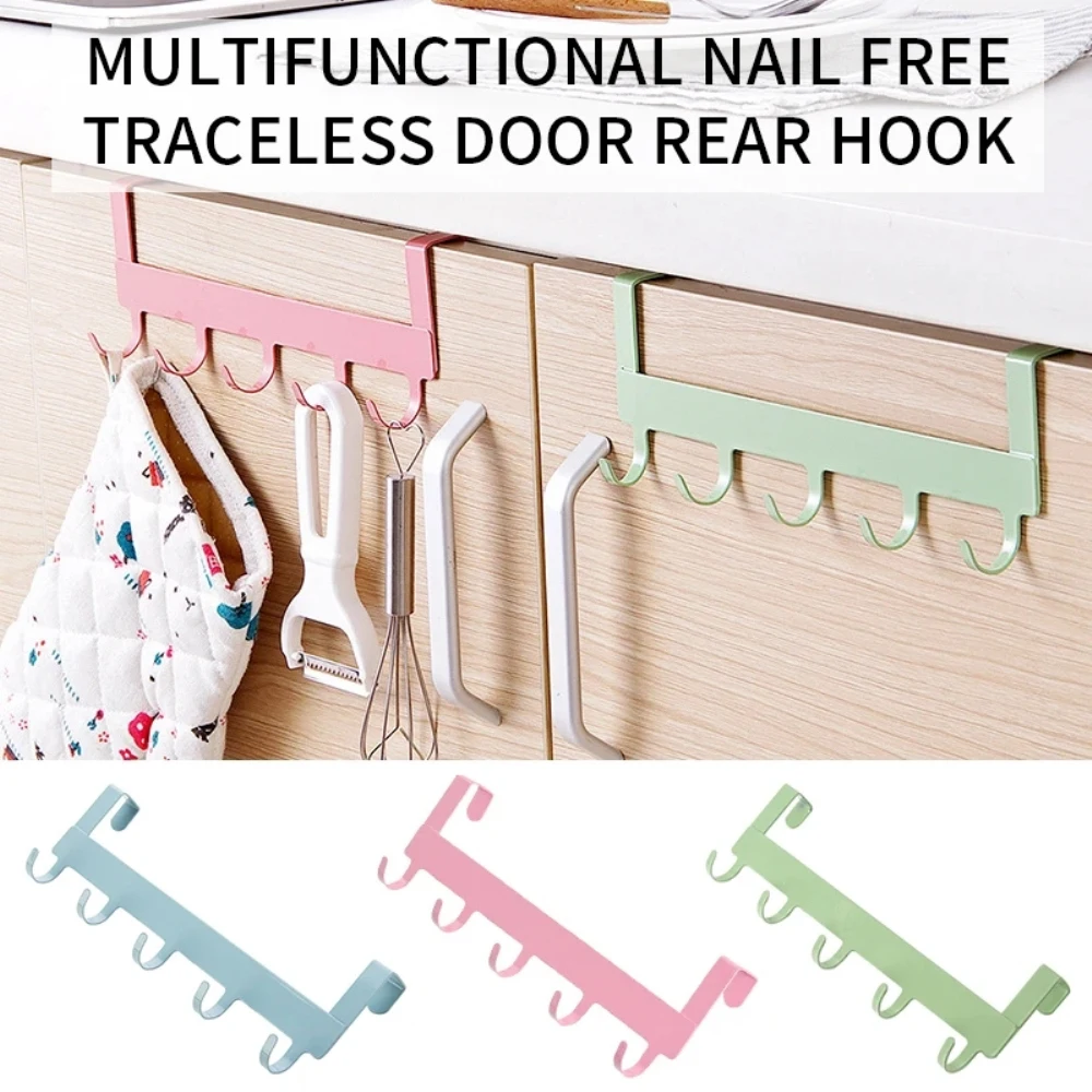 

Door Hooks Hook Bathroom Organizer Rack Over The Door 5 Hooks Home Clothes Coat Hat Towel Hanger New Bathroom Kitchen Accessorie