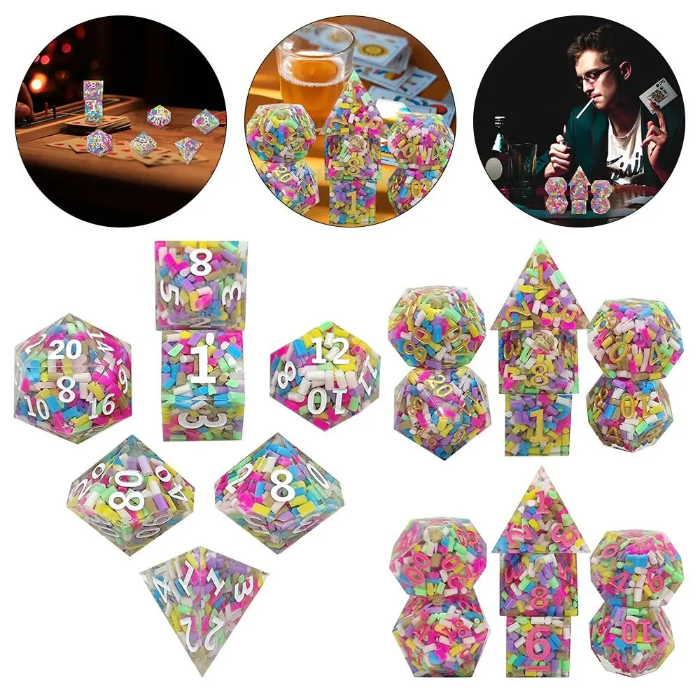 

7Pcs/Set Angle Solid Right Resin For D&d DND Multifaceted Dices Table Games Accessory Transparent Dice Set Polyhedral