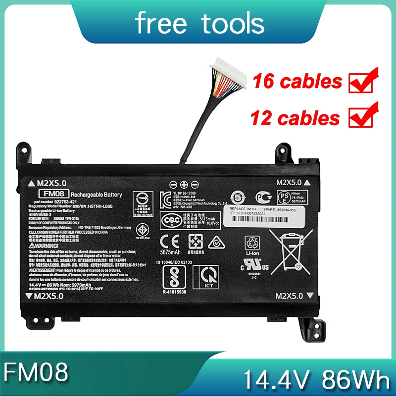 FM08 Аккумулятор для ноутбука HP Omen 17-AN013TX AN014TX AN014NG TPN-Q195 HQ-TRE 922752 922753 -421 922976 922977 -855