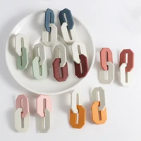 aensoa light color chain link polymer clay drop earrings for women geometric o shaped linked dnagle earrings handmade jewelry