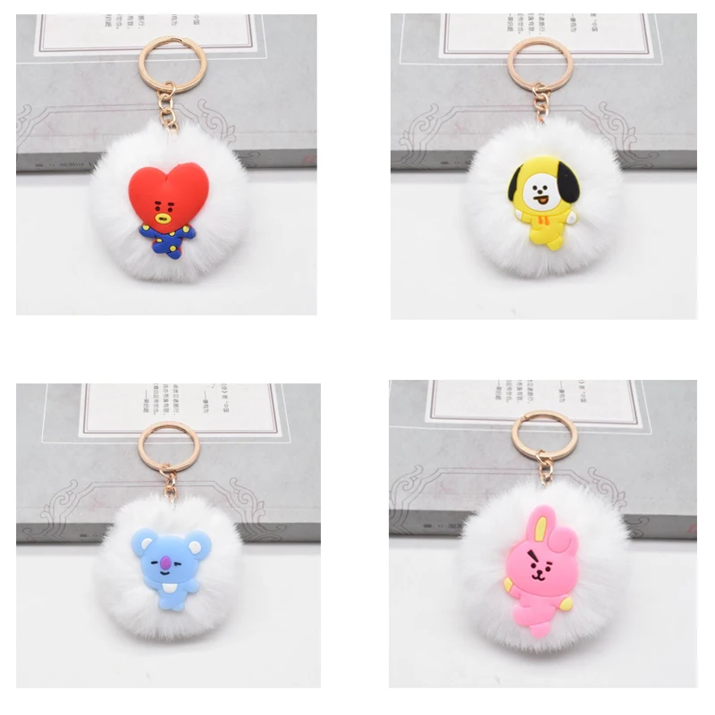 

Kawaii Мультфильм Bt21Btss волосы мяч брелок любовь коала желтая собака автомобиль брелок подвеска