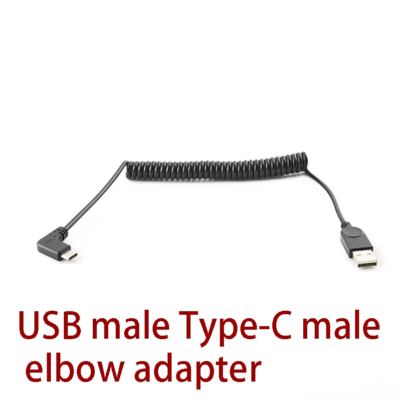 

Spring Data Cable Automotive Mobile Phone Telescopic C-type Male to Female Elbow 90 ° Suitable Charger Cable Android