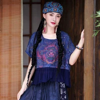 2022 female national trend top chinese vintage shirt women flower embroidery traditional shirt oriental tang suit chinese blouse