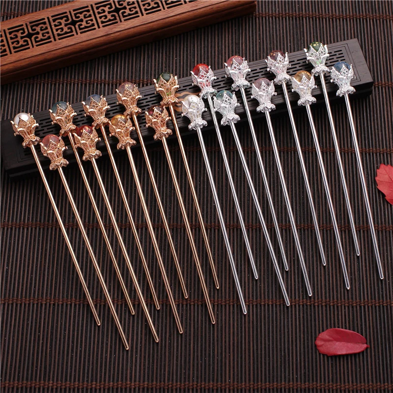 

Retro Round Pearl Hairpin Chinese Style Hanfu Metal Glaze Hair Fork Hair Stick Vintage Hair Accessories Ancient Hair Chopsticks