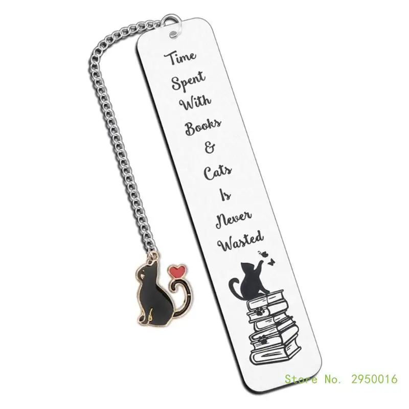 

Металлическая закладка с подвеской кошка