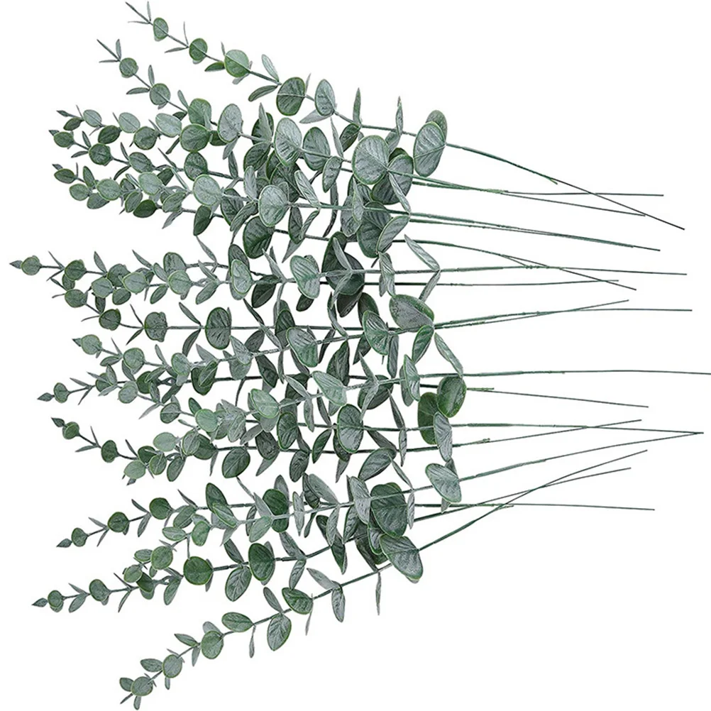 

48 Pcs Fake Simulation Leaves Artificial Eucalyptus Stems Decors Ornaments Plastic Vase Greenery Branch