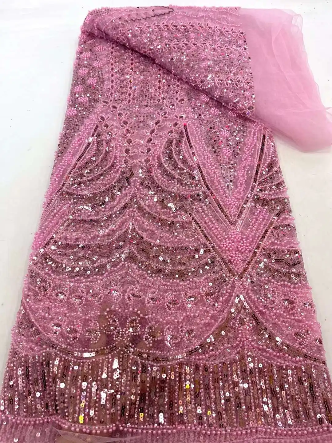 Высококачественная кружевная ткань из бисера для свадьбы материал кружева с