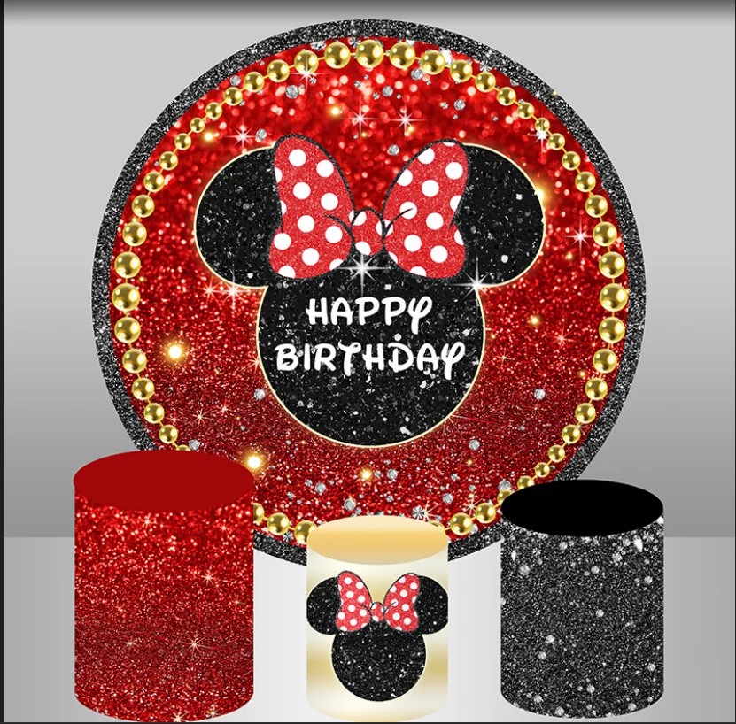 

Красный Микки Маус детский душ круглый фон на заказ Disney дети день рождения