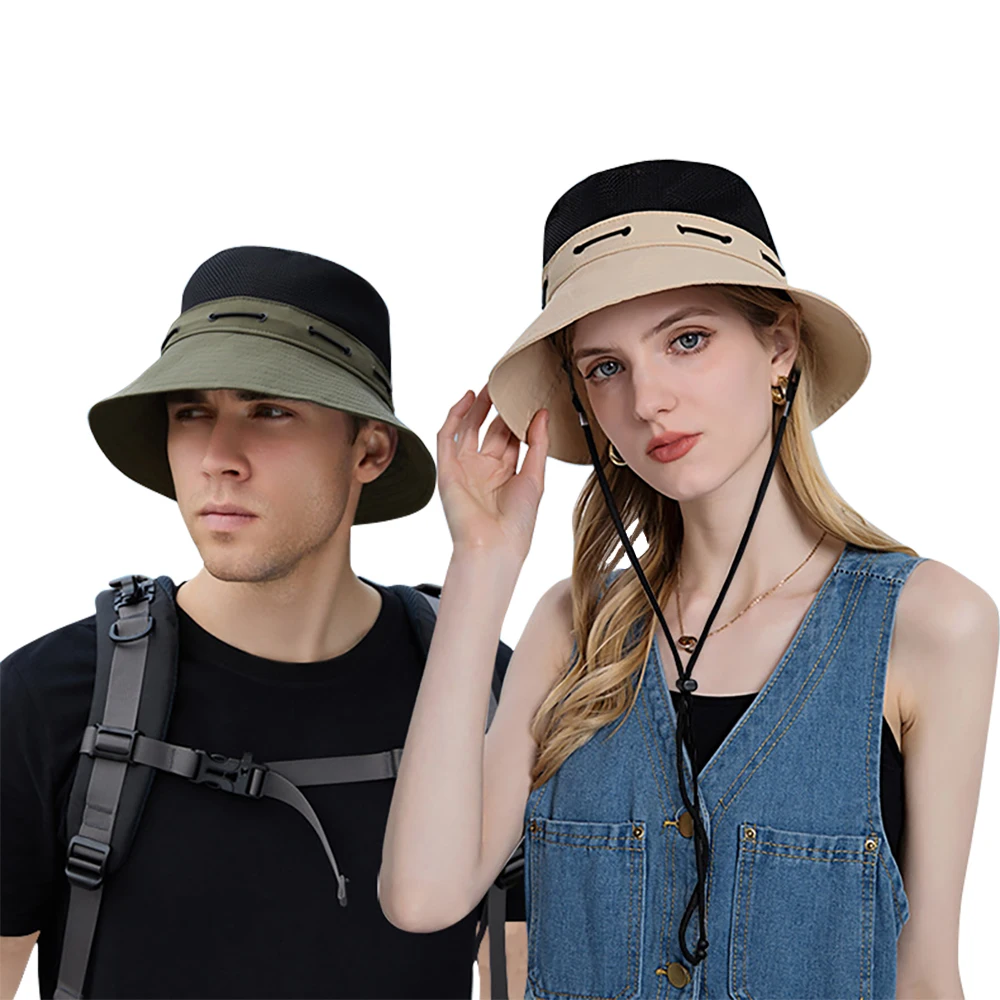 Men's Summer Adjustable Fishing Hat Women Sun Protection Hiking Cap Outdoor Fisherman Headgear Unisex Breathable Bucket Chapeau