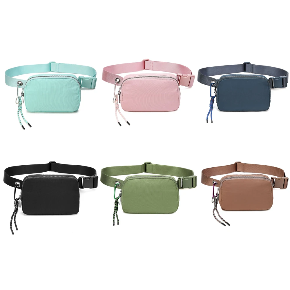 

Solid Color Nylon Sports Waist Bags Women Versatile Simple Fanny Packs Bike Waterproof Hip Pouch Men Outdoor Traveling Chest Bag