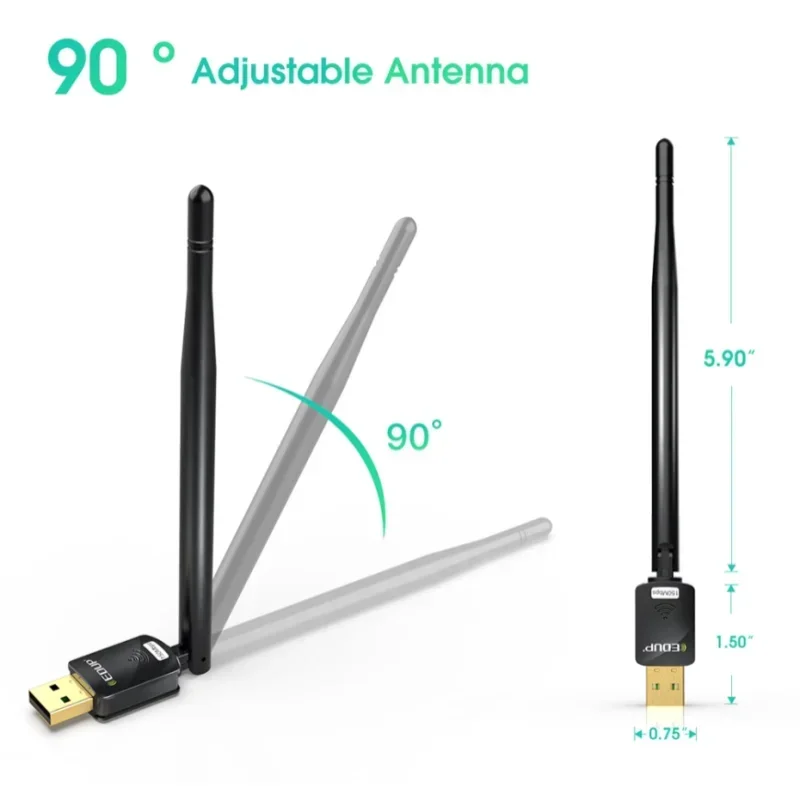 Фото EDUP 150 Мбит/с USB Wi-Fi адаптер с высоким коэффициентом усиления 6Dbi антенна 802.11n MT7601 Чипсет Беспроводная сетевая карта приемника на большие расстояния для ПК №4