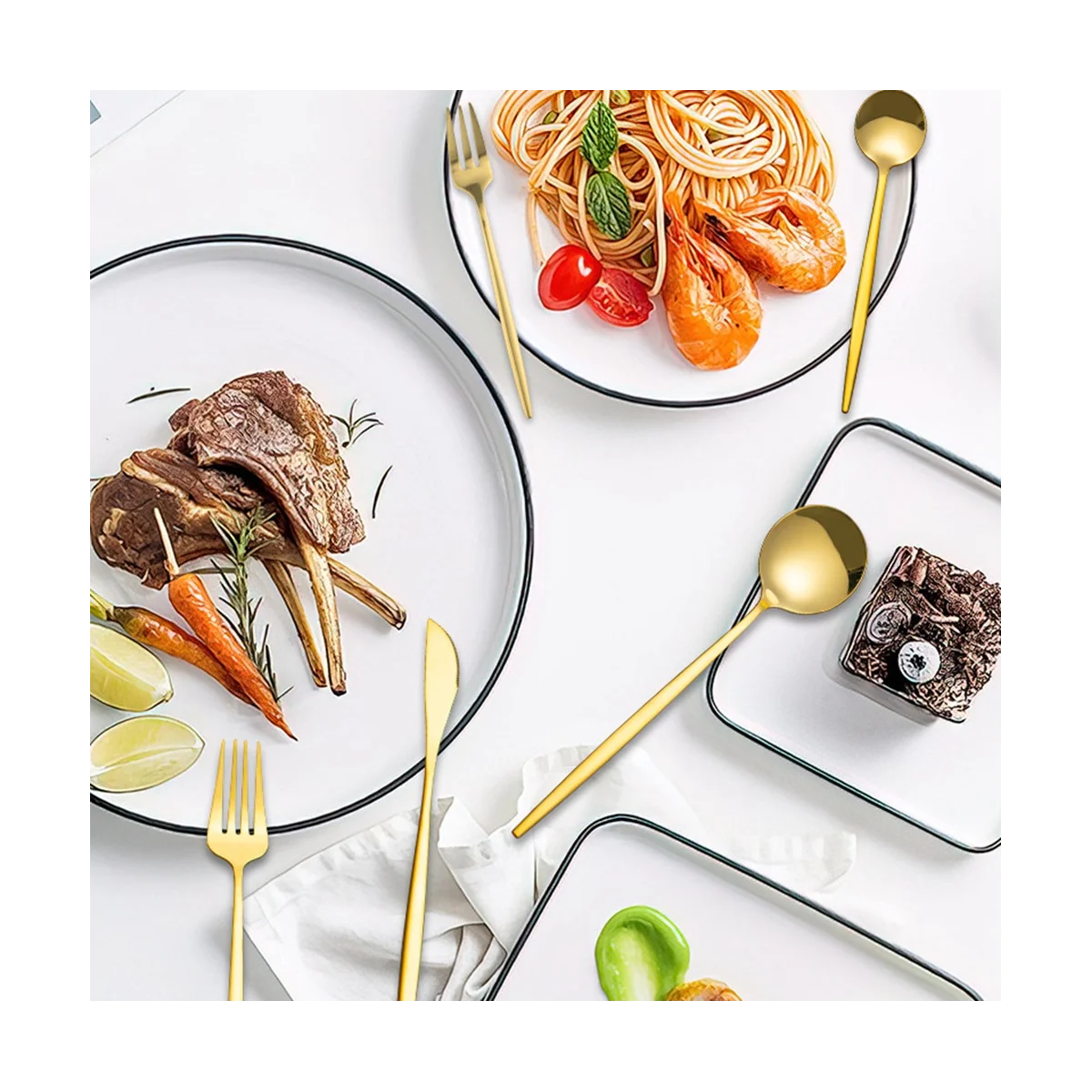 

Набор столовых приборов из нержавеющей стали цвета шампанского, 30 шт.