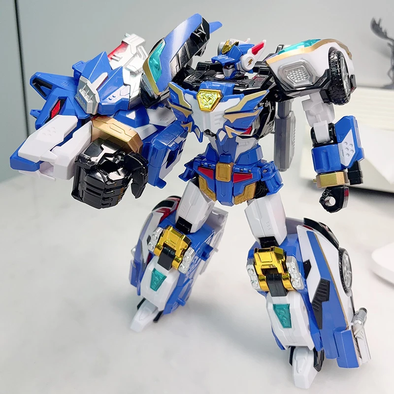 Фото Металлическая машинка-трансформер Cardbot S BLUE COP W, игрушка-фигурка, модель из АБС-пластика, подарок №5