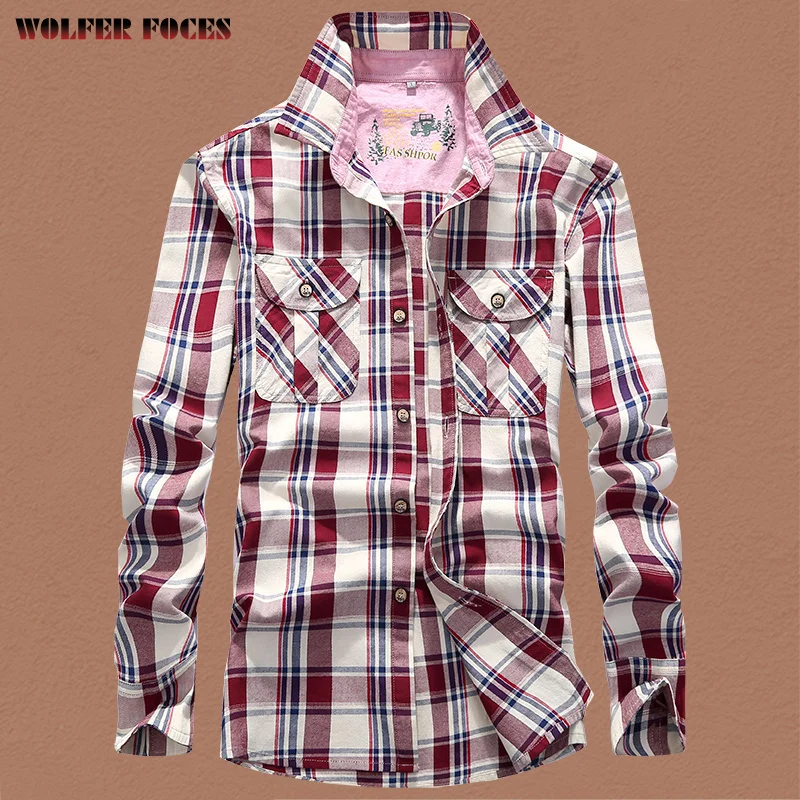 2022 Spring And Autumn Long-sleeved Shirt Men's Casual Large Size Loose Men's Cotton Plaid Shirt Thin Section Designer Clothes