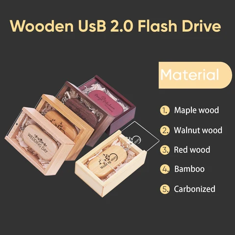 JASTER Деревянные флэш-накопители USB 2.0 128 ГБ 64 ГБ с акриловой крышкой, свадебный подарок, ручка-накопитель 32 ГБ, бесплатный индивидуальный логотип, карта памяти U Disk
