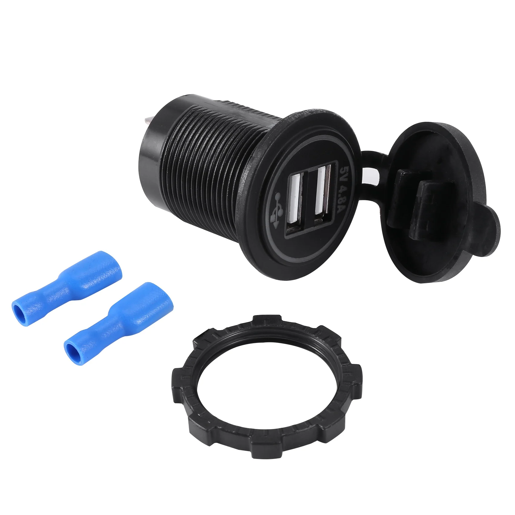 

5V 4.8A Dual Usb Charger Socket Adapter Power Socket For 12V 24V Car Ship Rv