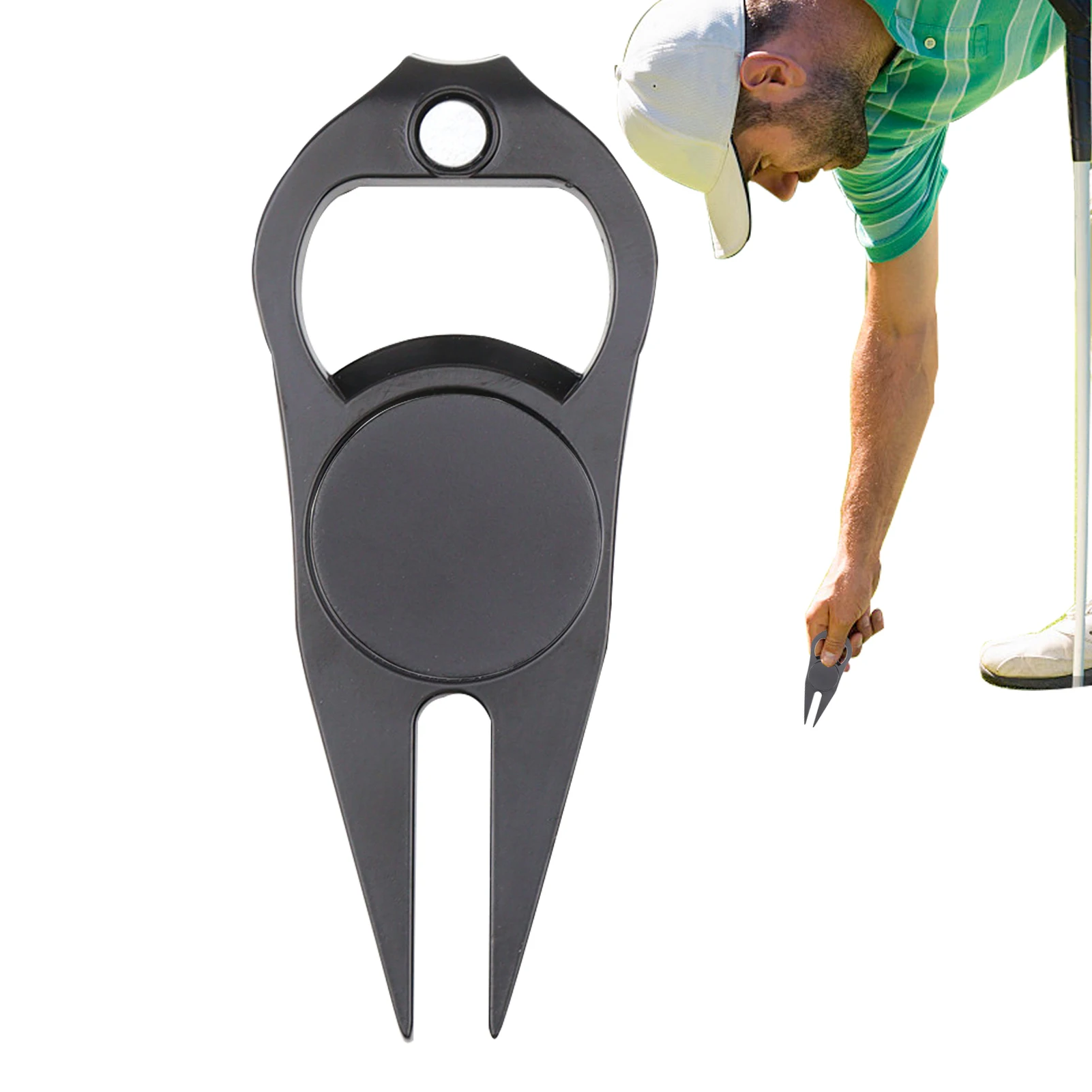 

Golf Divot Tool and Ball Marker Magnetic Golf Putting Green Fork Zinc Alloy Lightweight Bottle Opener Magnetic Ball Marker Golf