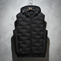 winter hooded vest men pleated solid padded vest windproof warm sleeveless jacket homme casual waistcoat thicken parkas male
