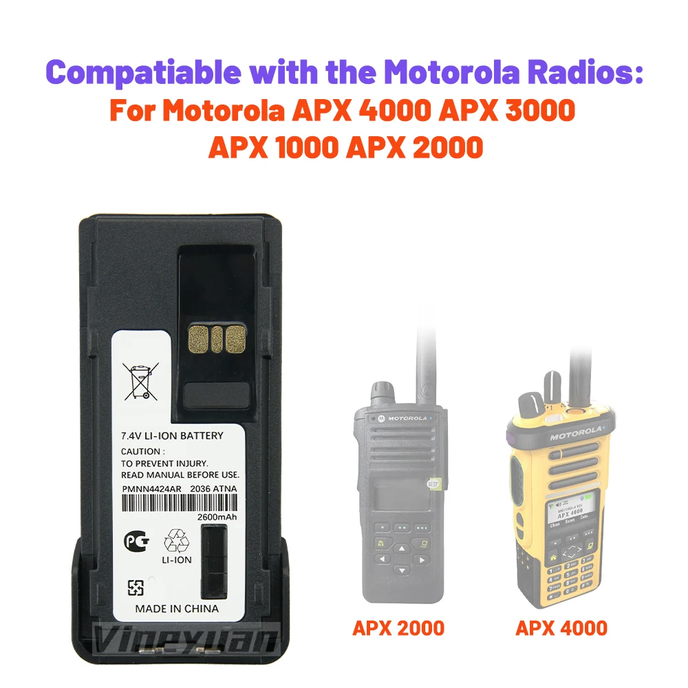 Фото 10 шт. литий-ионных аккумуляторов PMNN4424AR емкостью 2600 мАч для раций Motorola APX 4000, APX 3000, APX 1000, APX 2000, APX4000Li, APX900 №4