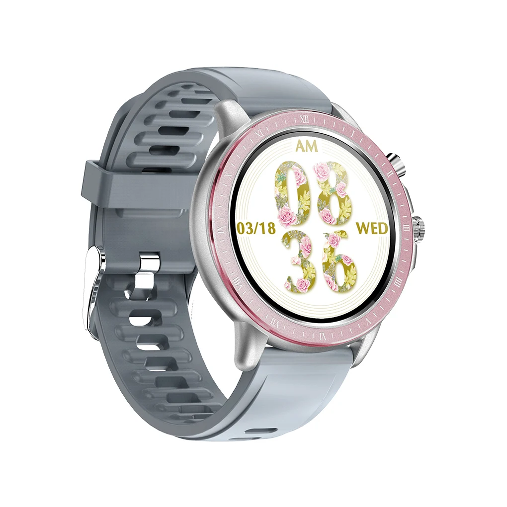 

Умный браслет с круглым сенсорным экраном, фитнес-трекер, водонепроницаемые спортивные часы с силиконовым ремешком, черный ремешок с черно...