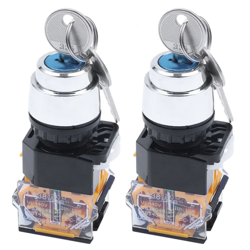 

2X On/Off/On Three 3 Position Rotary Selector Key Lock Switch 10A 380V AC