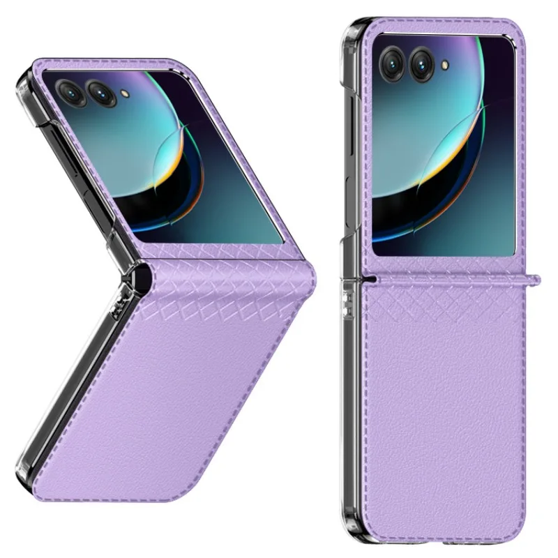 

For Motorola Razr 40 Ultra Moto Razr40+ Plus 2023 Luxury Lattice Leather Full Cover Hinge Protection Shockproof Phone Case
