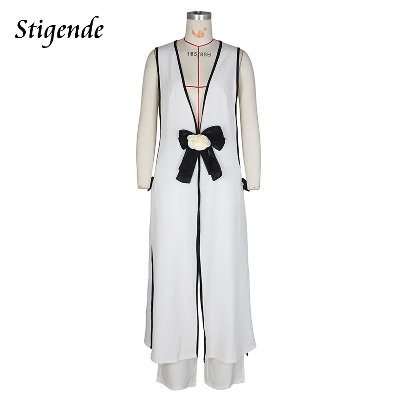 Stigende женская лоскутная туника с цветочным бантом топ на бретелях и брюки