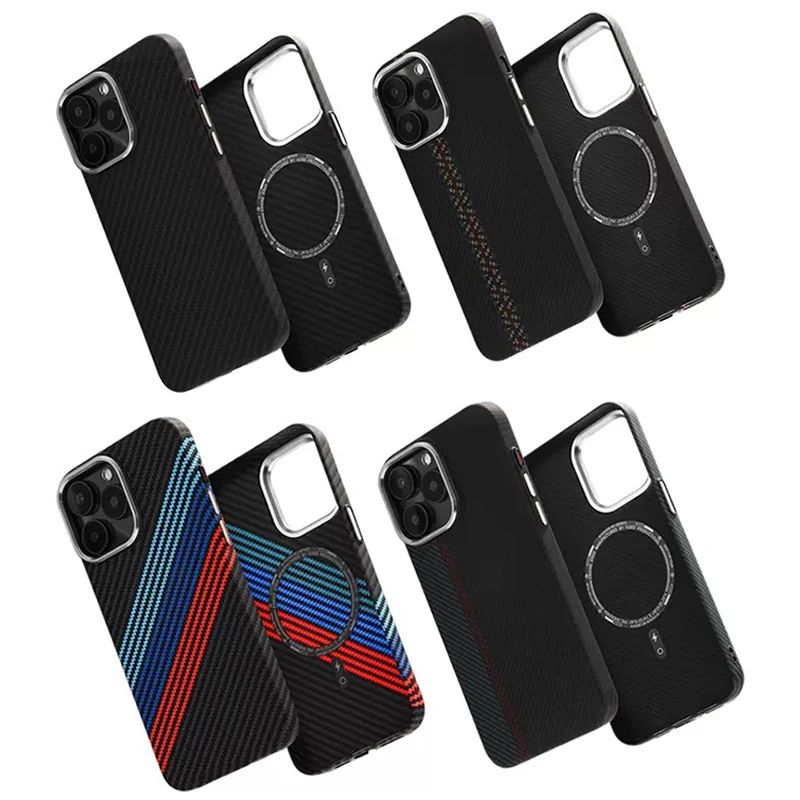 Чехол для Iphone 16 15 14 13 12 pro ультратонкий магнитный кевларовый саржевый узор из
