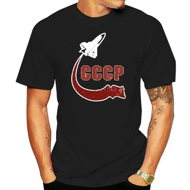 Russia Soviet Cosmonaut Yuri Gagarin Tshirts CCCP SpaceX Sputnik Artificial Satellite Apaceship T Shirt Space Rocket Men Tshirt