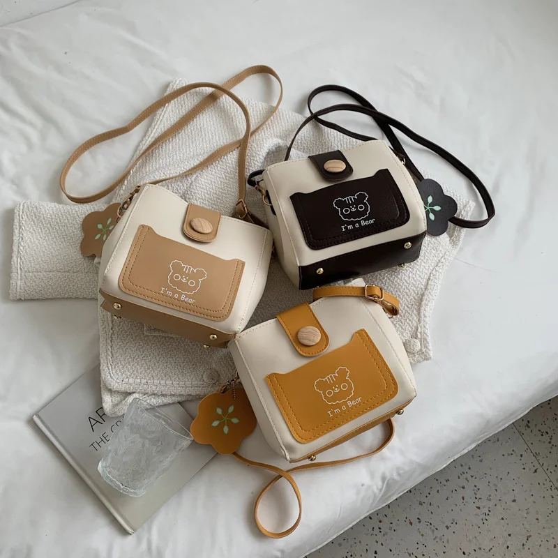 

Women's Crossbody Bucket Bag Summer New Simple Cartoon Alphabet Mobile Phone Bag Coin Pocket Mini Bags PU Women's Shoulder Bags