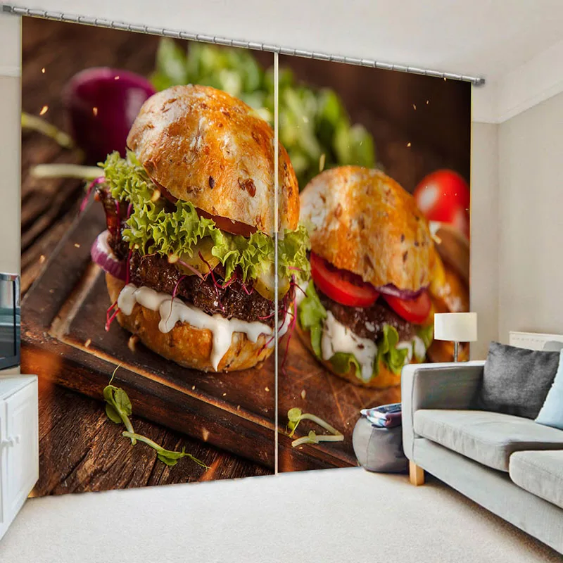 

Красочные шторы для украшения еды, американские, южнокальсийские, на завтрак, фаст-фуд, десерт, пончики, принт, оконные шторы для гостиной