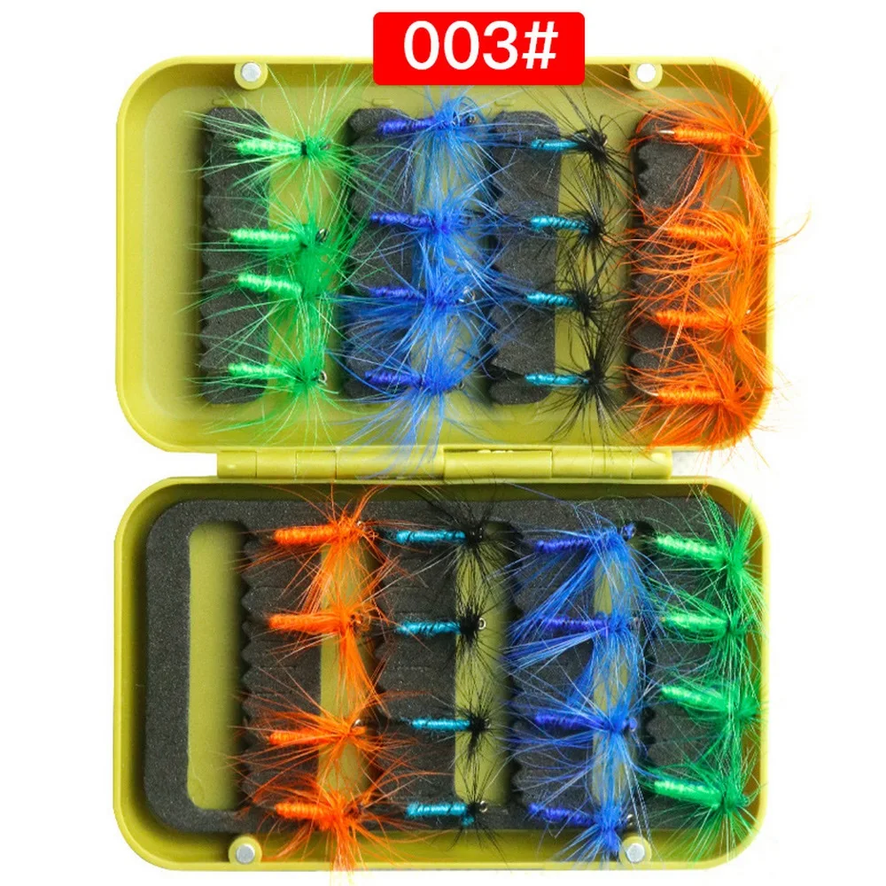 32pcs/Lot Lure Fly Artificial Insect Baits Simulation Suit Multicolor Weave Fishing Accessories With Storage Box YE0290 enlarge
