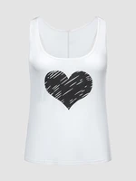 finjani heart print basics scoop neck solid tank top plus size women clothing summer 2022 new