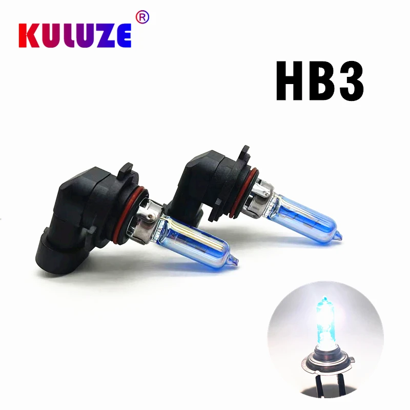 KULUZE 2pcs 9005 HB3 Crystal Super Bright White Halogen Bulb Hight Power 65W Head Lamp Light 12V car styling car light source