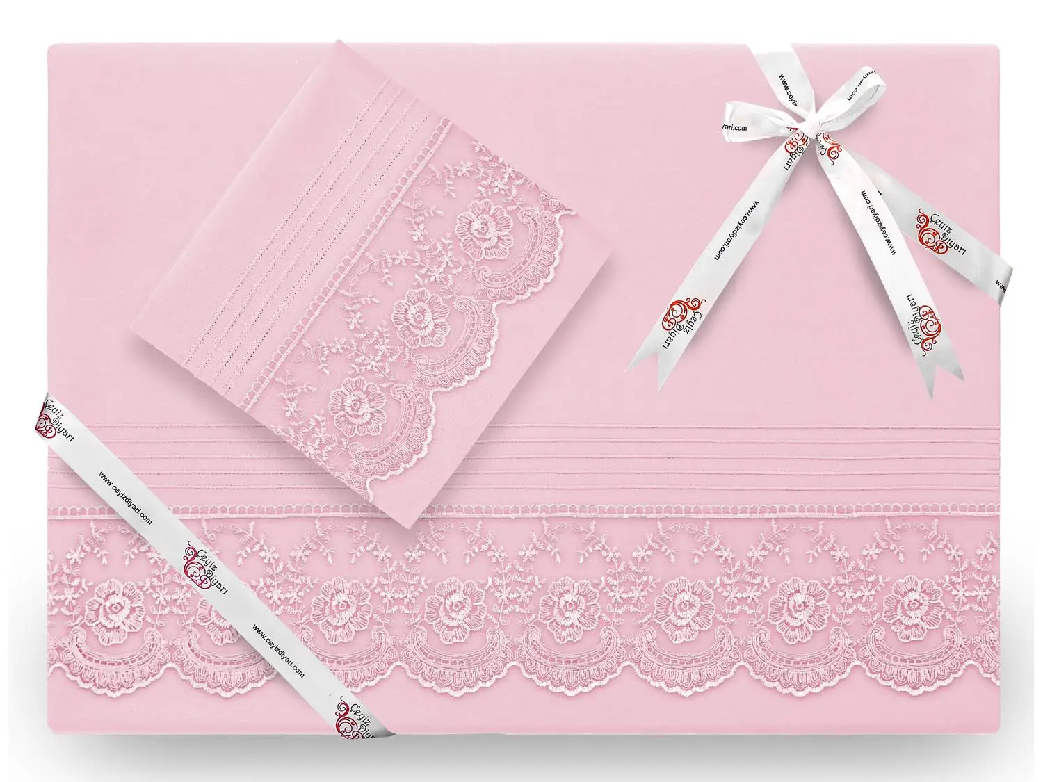 

Комплект пудрового пододеяльника, с французским кружевом