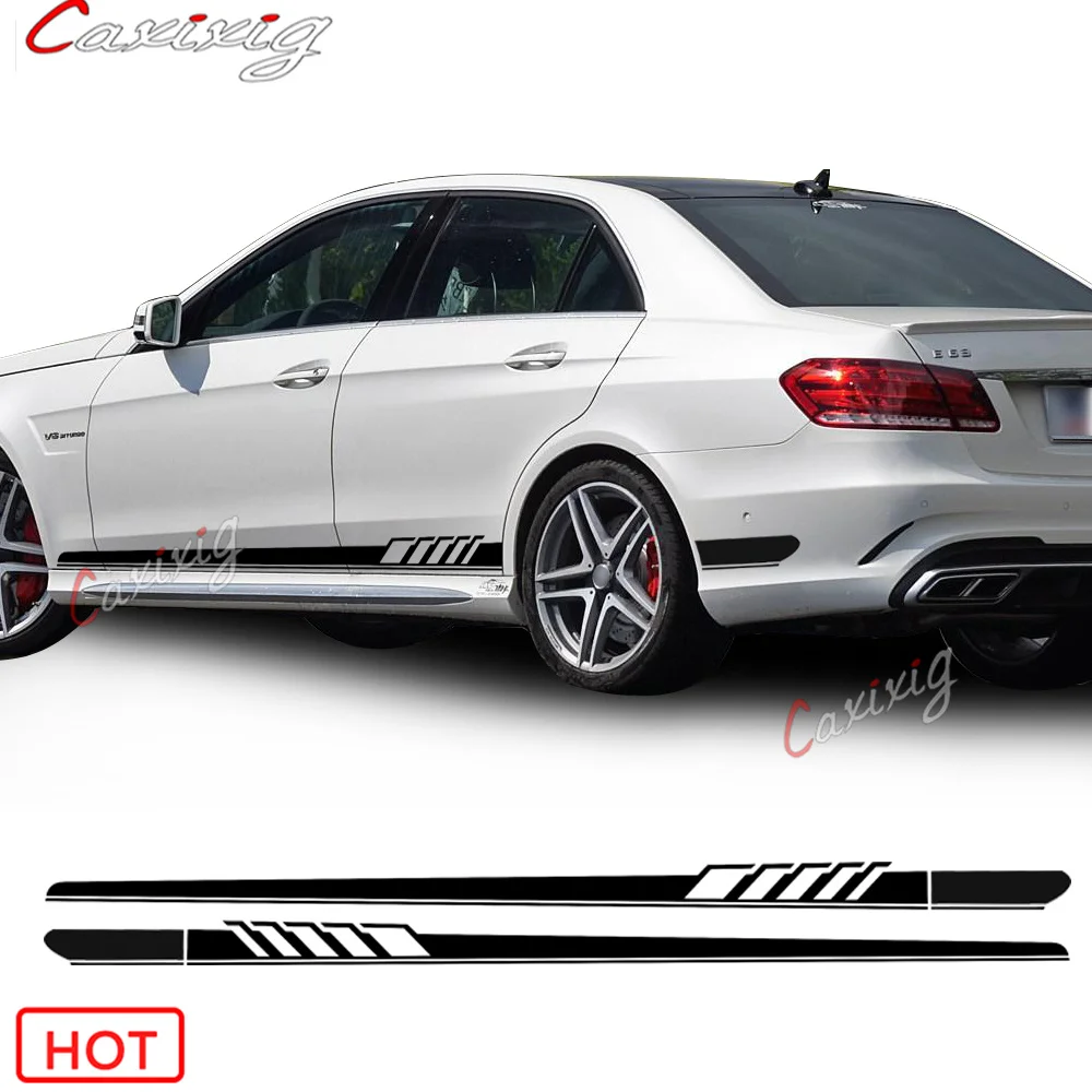 

NEW Edition 1 Style Side Stripe Sticker For Mercedes Benz W212 E Class E63 AMG Decal Stickers-Black/SilverGrey/White/5D Carbon